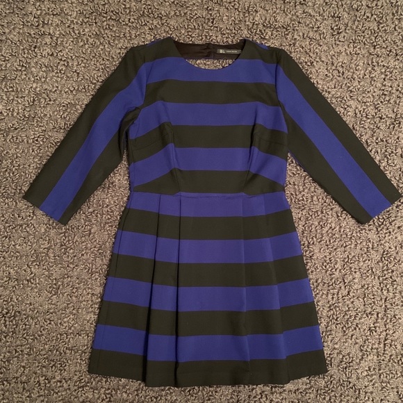 Zara Trafaluc Black & Blue Striped Dress - Picture 2 of 8